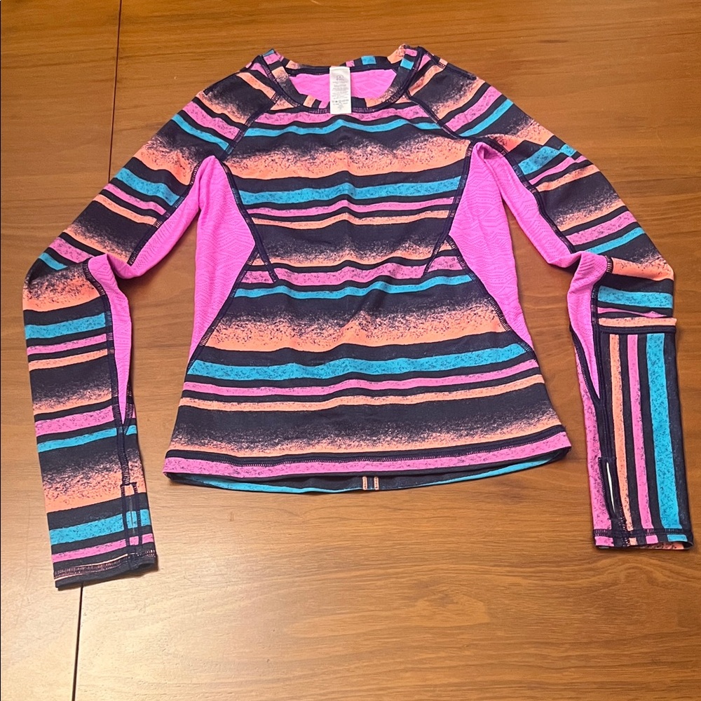 Ivivva Pink and Blue Striped Long Sleeve Top